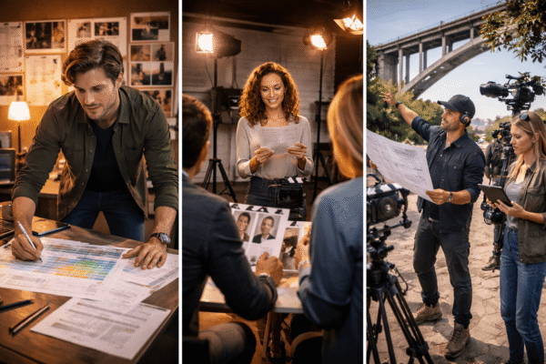 Film production services team managing professional post-production workflow.