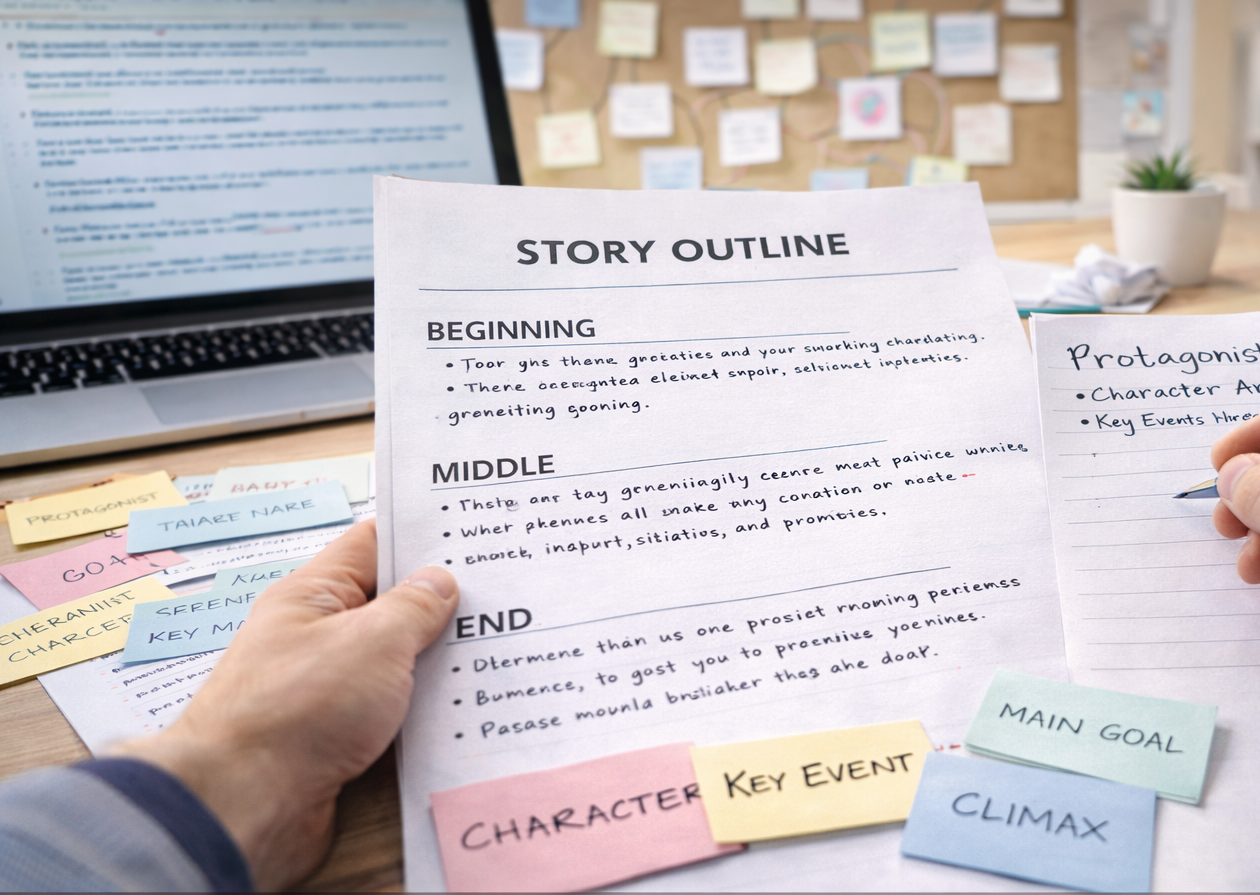 Story development expanding a film concept into narrative structure and character arcs as part of screenplay development services.