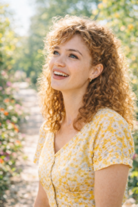 Telma, a central character from the romantic drama film Inside the Grace, shown in a quiet, hopeful moment outdoors.