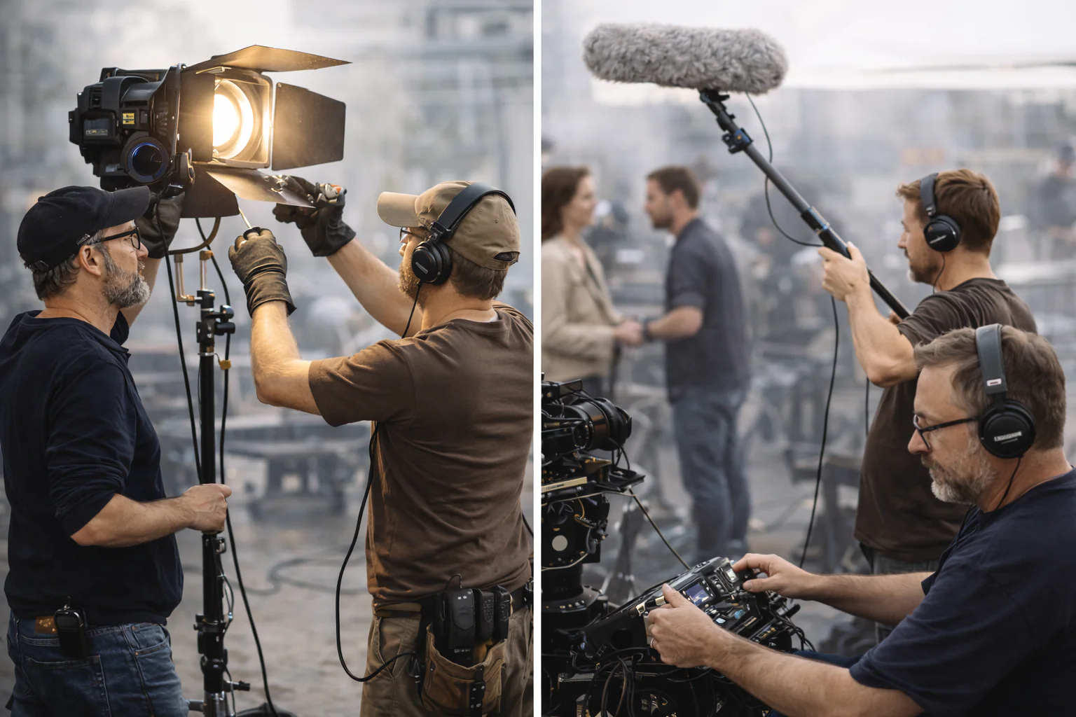 Lighting Design and Sound Recording During Film Production.