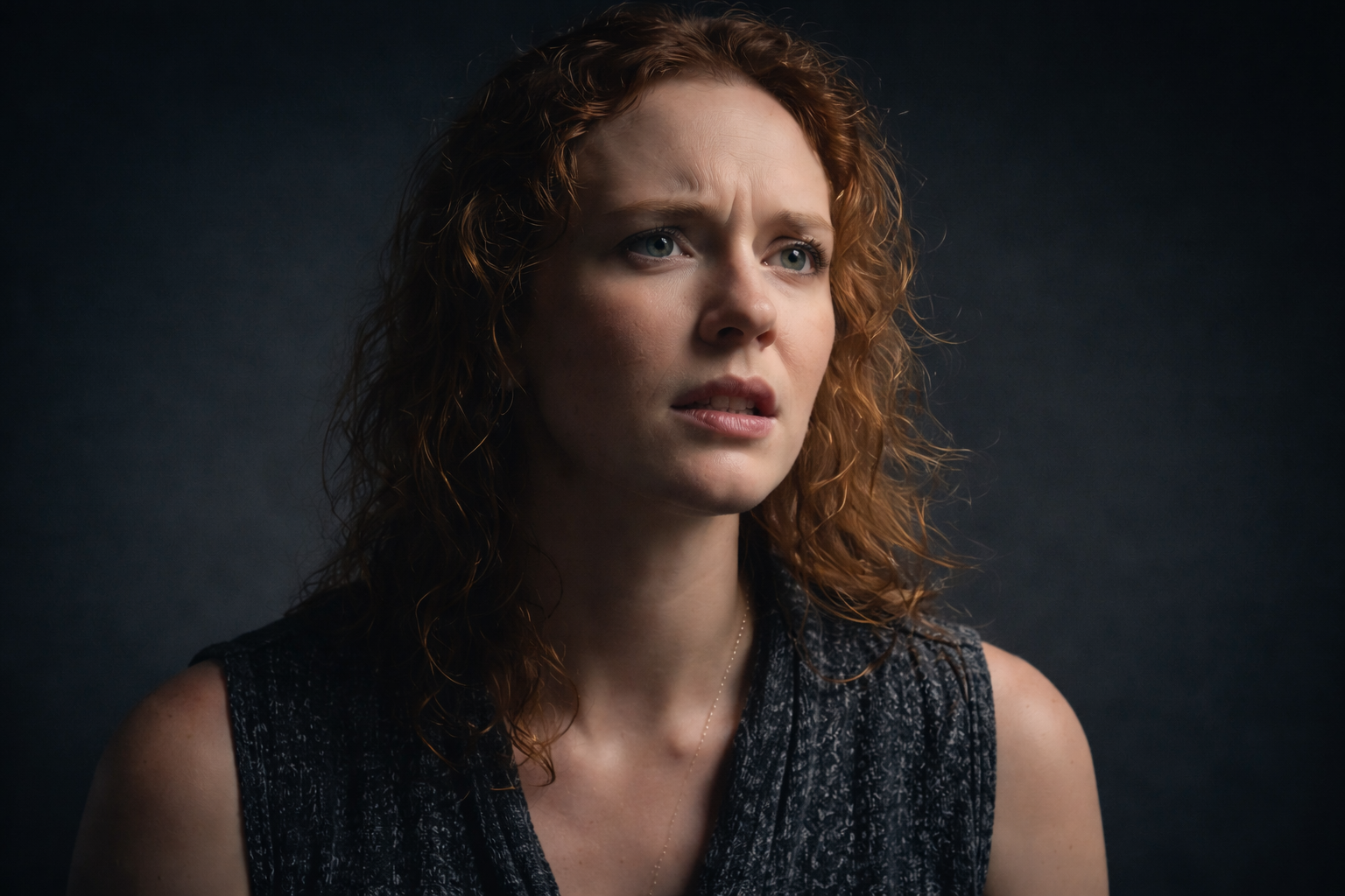 Actor reel production close-up showing emotional performance with controlled cinematic lighting.