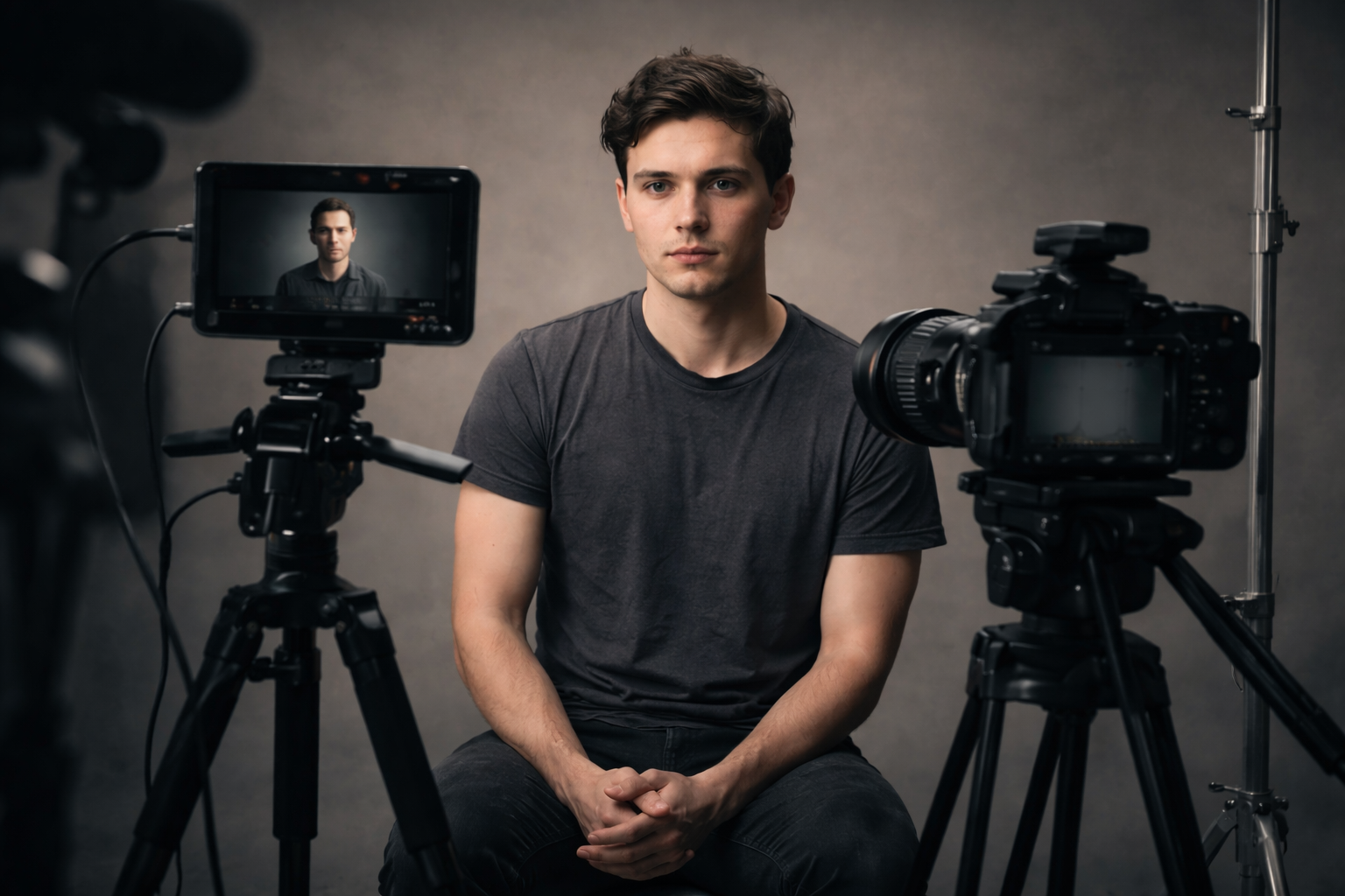 Actor reel production session showing an actor performing on camera with professional video setup.