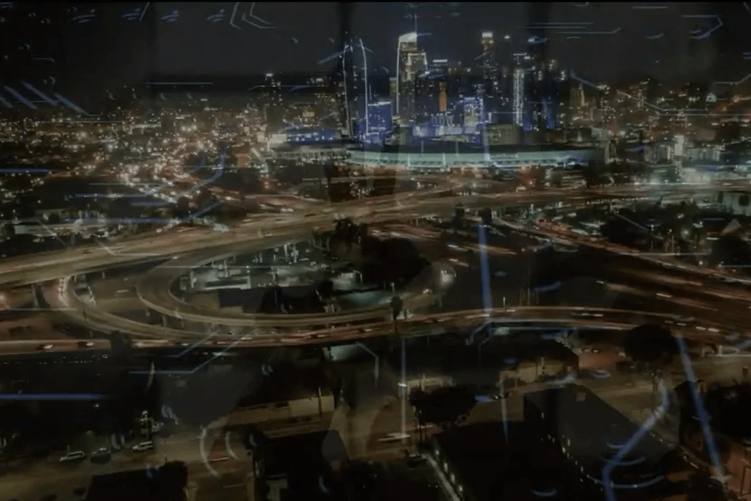 Bitcoin the Impossible Future night cityscape symbolizing digital currency and decentralized systems.