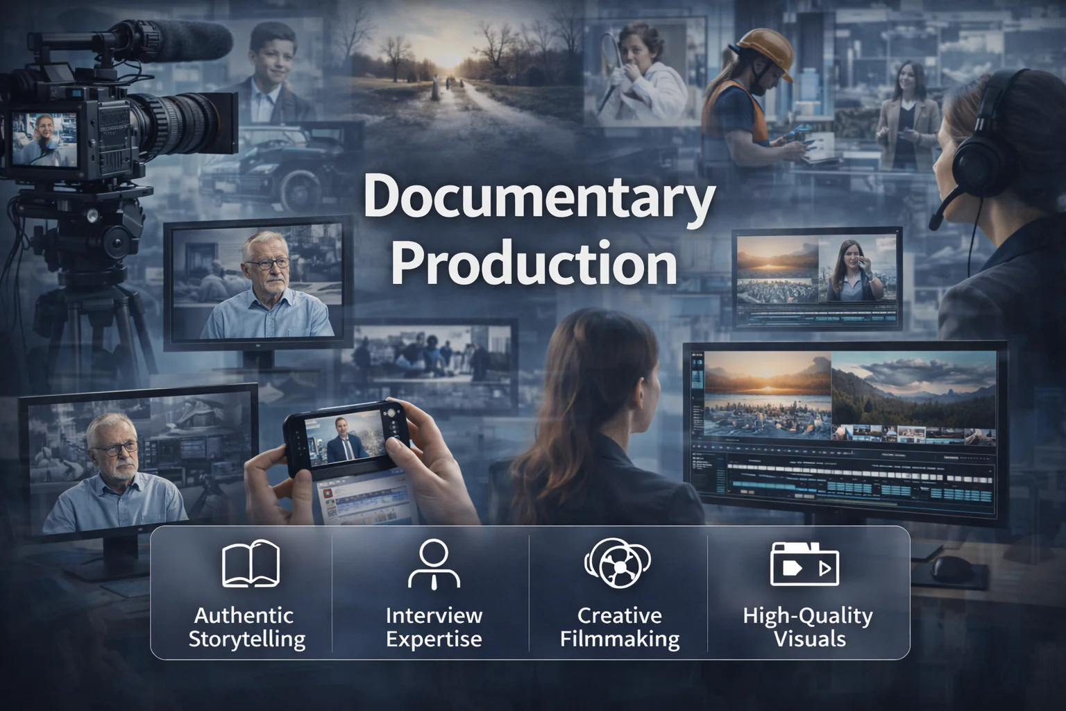 Documentary production capturing real people processes and organizational stories.