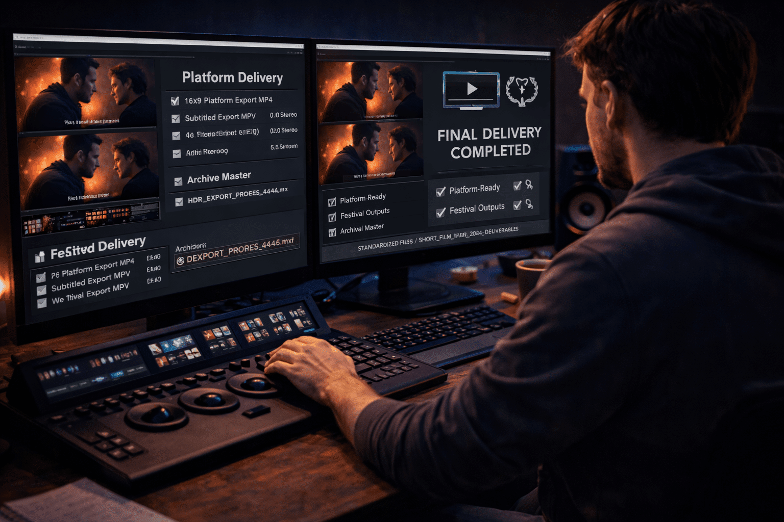 Short films production delivery for online release and festival submission with export files.