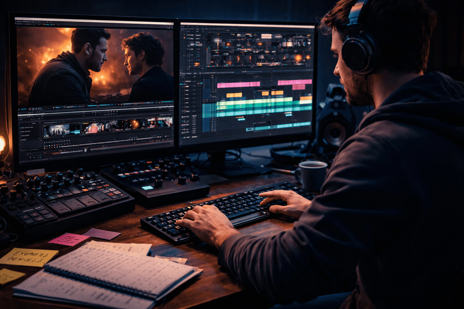 Short films production editing timeline showing narrative pacing and story flow.
