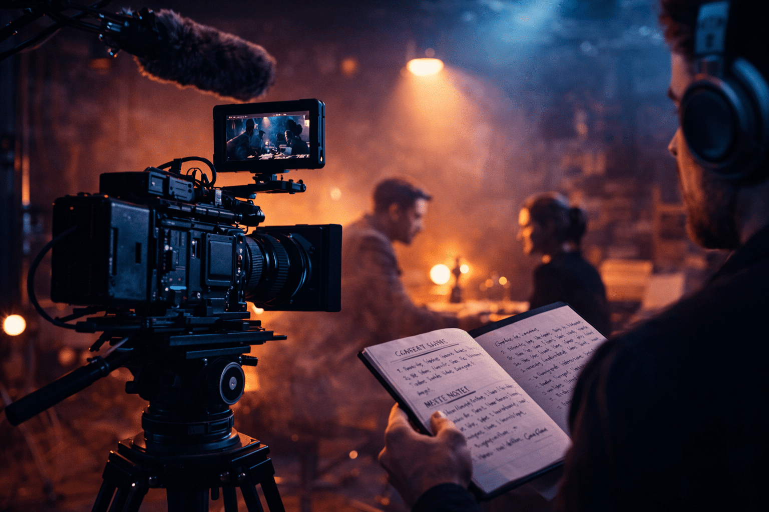 Short films production on set cinematography with camera lighting and audio recording.