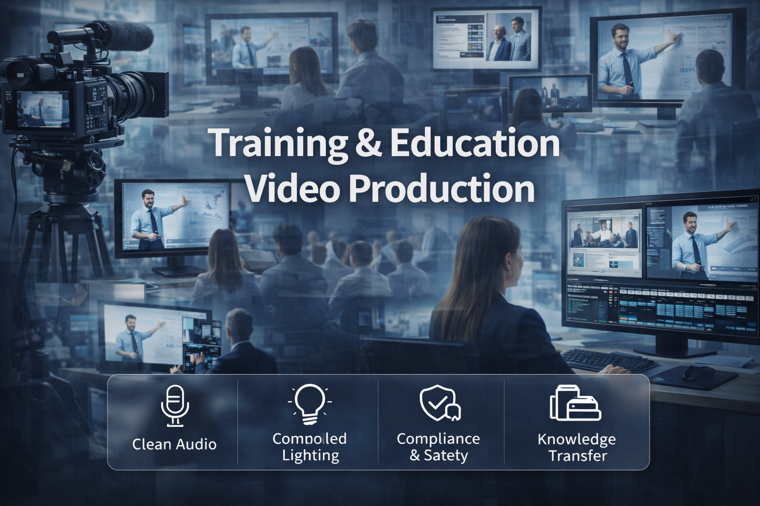 Training and educational video production for corporate instruction and learning systems.