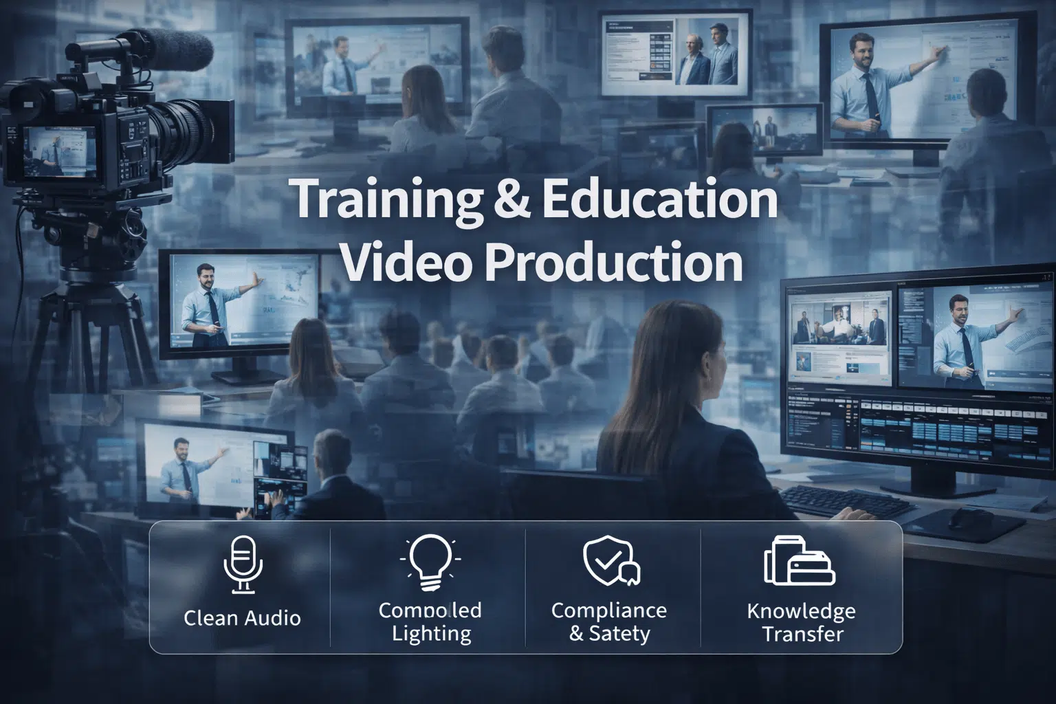 Training and educational video production for corporate instruction and learning systems.