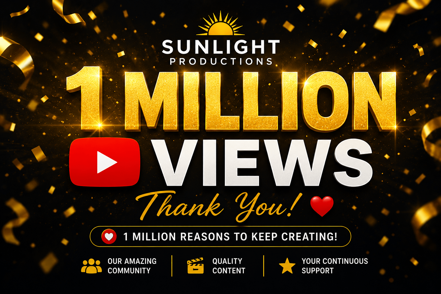 Sunlight Productions 1 Million Views YouTube milestone